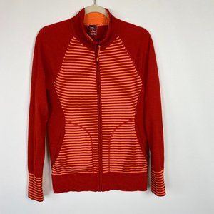 Rei Striped Zip Up Cardigan Sweater Red Size XL